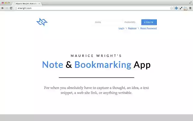 Maurice Wright Note and Bookmarking App  from Chrome web store to be run with OffiDocs Chromium online