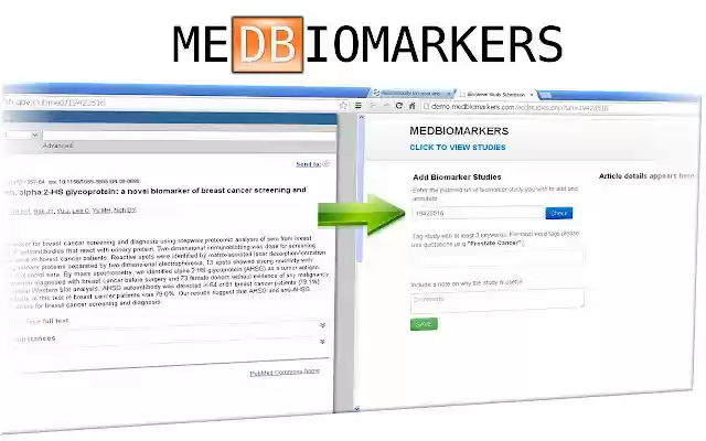 Sambungan penyerahan Medbiomarkers dari kedai web Chrome untuk dijalankan dengan OffiDocs Chromium dalam talian