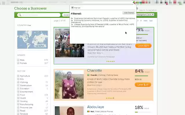 MFI Filter for Kiva  from Chrome web store to be run with OffiDocs Chromium online