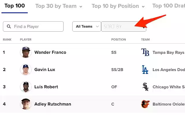 MLB.com Prospect List Sorter  from Chrome web store to be run with OffiDocs Chromium online