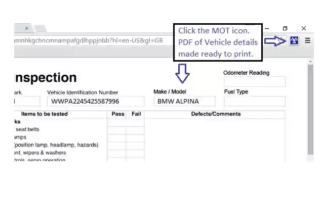 MOT Booking Summary Printout. MOTBooking.com  from Chrome web store to be run with OffiDocs Chromium online