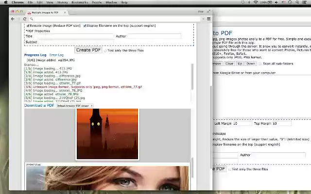 Multiple Images to PDF  from Chrome web store to be run with OffiDocs Chromium online