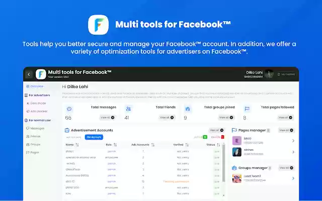 Multi tools for Facebook™  from Chrome web store to be run with OffiDocs Chromium online