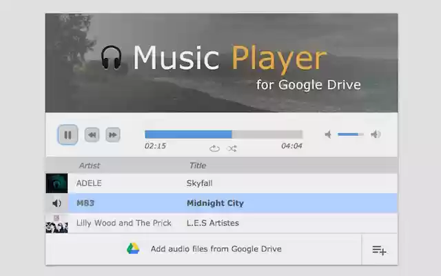 Music Player for Google Drive  from Chrome web store to be run with OffiDocs Chromium online