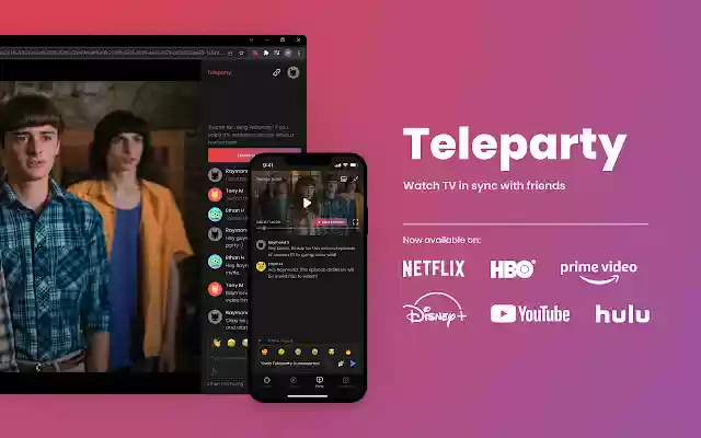 Netflix パーティーは Chrome ウェブストアの Teleparty になり、OffiDocs Chromium オンラインで実行されます