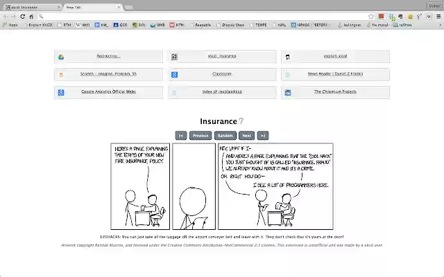 New tab page with the latest XKCD  from Chrome web store to be run with OffiDocs Chromium online