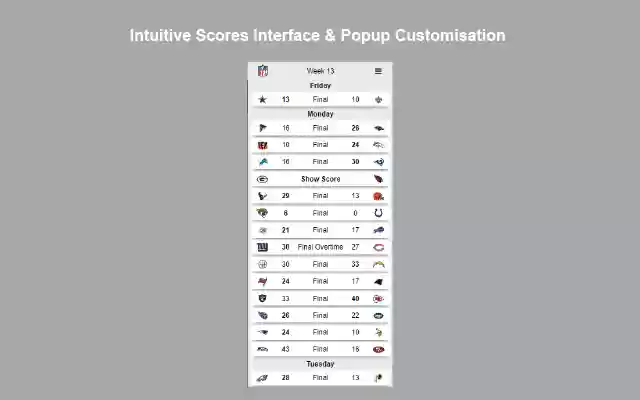 NFL Live Scores  from Chrome web store to be run with OffiDocs Chromium online