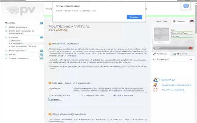 Nota media en la UPM  from Chrome web store to be run with OffiDocs Chromium online