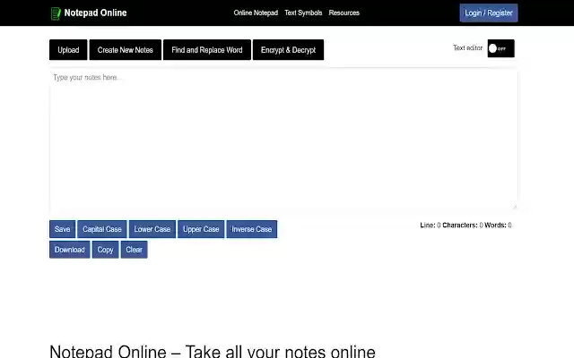 Notepad online  from Chrome web store to be run with OffiDocs Chromium online