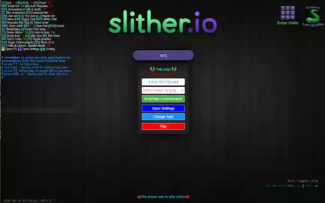 NTL MOD for Slither.io  from Chrome web store to be run with OffiDocs Chromium online