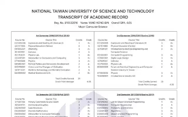 NTUST Transcript Generator  from Chrome web store to be run with OffiDocs Chromium online