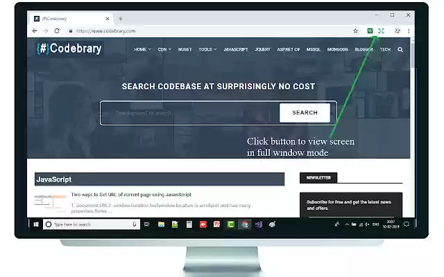 One Click To Full Screen Window  from Chrome web store to be run with OffiDocs Chromium online