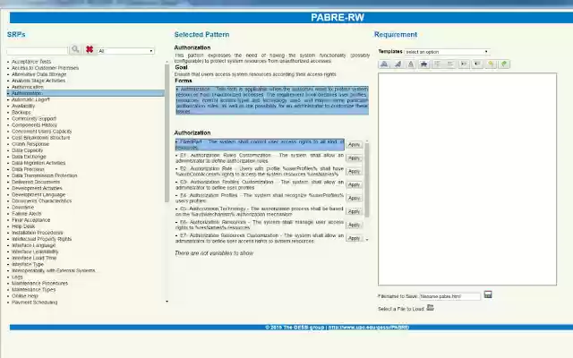 PABRE Requirements Specification Editor  from Chrome web store to be run with OffiDocs Chromium online