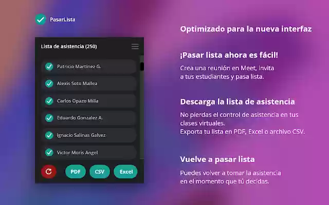 Pasar Lista en Meet  from Chrome web store to be run with OffiDocs Chromium online