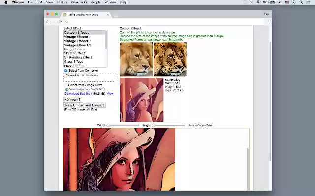 Photo to Cartoon App  from Chrome web store to be run with OffiDocs Chromium online