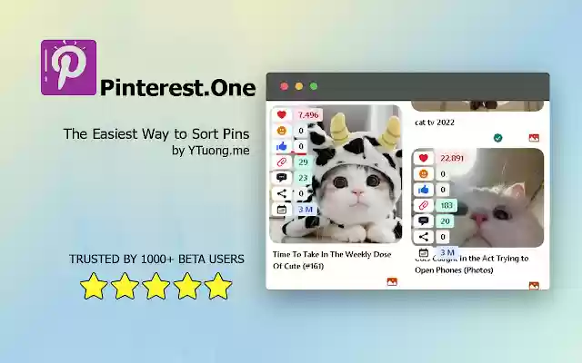 Pinterest sort extension Pinterest.One  from Chrome web store to be run with OffiDocs Chromium online