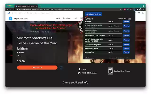 PlayStation Store Wishlist from Chrome web store to be run with OffiDocs Chromium online PlayStation Store Wishlist from Chrome web store to be run with OffiDocs Chromium online