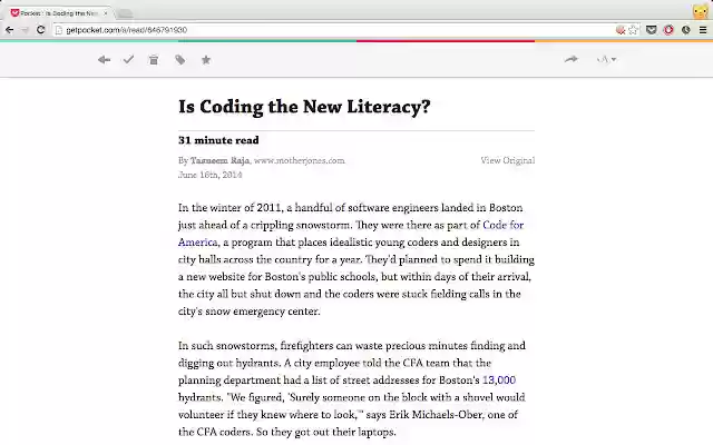 Pocket Article Reading Time  from Chrome web store to be run with OffiDocs Chromium online