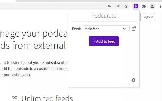 Podcurate from Chrome web store to be run with OffiDocs Chromium online Podcurate from Chrome web store to be run with OffiDocs Chromium online