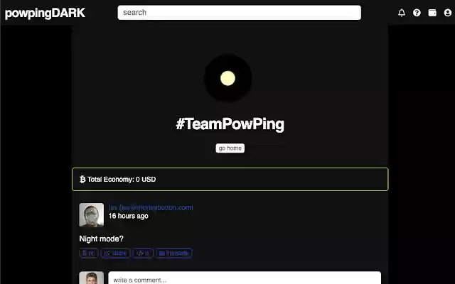 PowPingDark із веб-магазину Chrome, який запускатиметься за допомогою OffiDocs Chromium онлайн