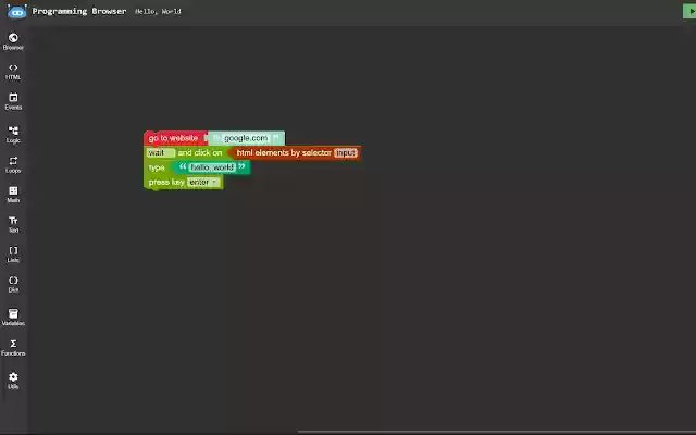 Programming Browser: Web Automation Toolkit from Chrome web store to be run with OffiDocs Chromium online Programming Browser: Web Automation Toolkit from Chrome web store to be run with OffiDocs Chromium online