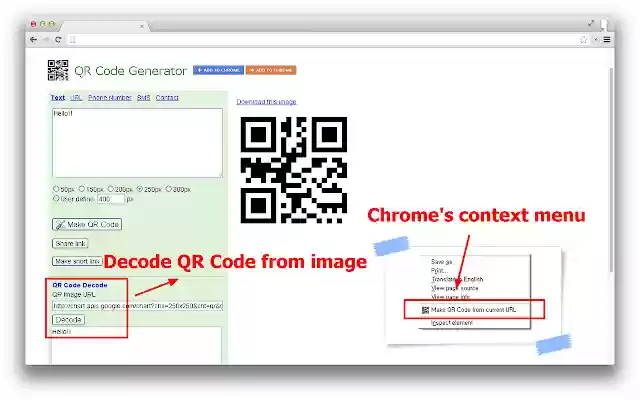 QR Code Maker and Decoder  from Chrome web store to be run with OffiDocs Chromium online