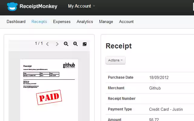 ReceiptMonkey من متجر Chrome الإلكتروني ليتم تشغيله مع OffiDocs Chromium عبر الإنترنت