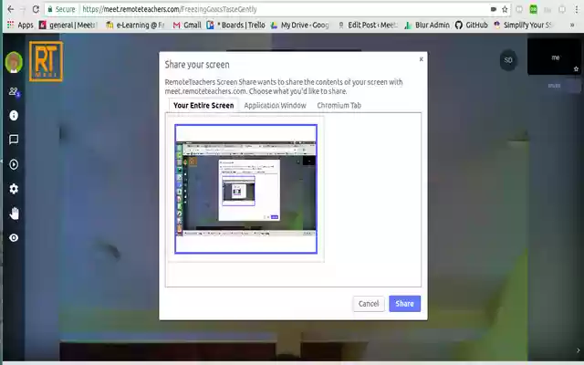 RemoteTeachers Screen Share  from Chrome web store to be run with OffiDocs Chromium online