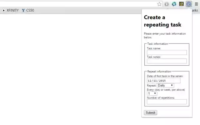 Repeating Task Creator  from Chrome web store to be run with OffiDocs Chromium online