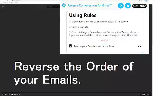 Reverse Conversation for Gmail™  from Chrome web store to be run with OffiDocs Chromium online