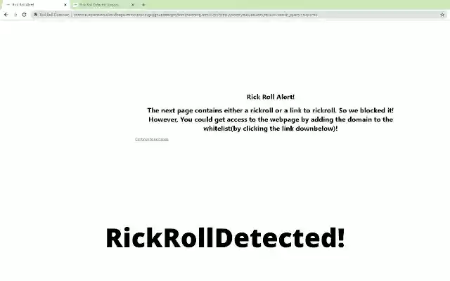 RickRoll Detector from Chrome web store to be run with OffiDocs Chromium online RickRoll Detector from Chrome web store to be run with OffiDocs Chromium online