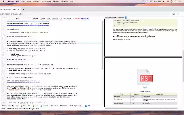 RST (reStructuredText) Viewer and Editor  from Chrome web store to be run with OffiDocs Chromium online