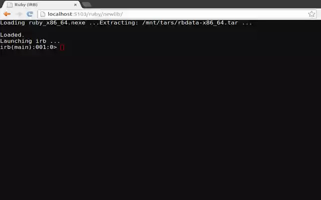 Ruby (IRB) from Chrome web store to be run with OffiDocs Chromium online Ruby (IRB) from Chrome web store to be run with OffiDocs Chromium online