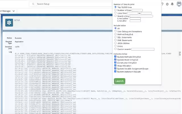 Salesforce Debug Log viewer  from Chrome web store to be run with OffiDocs Chromium online