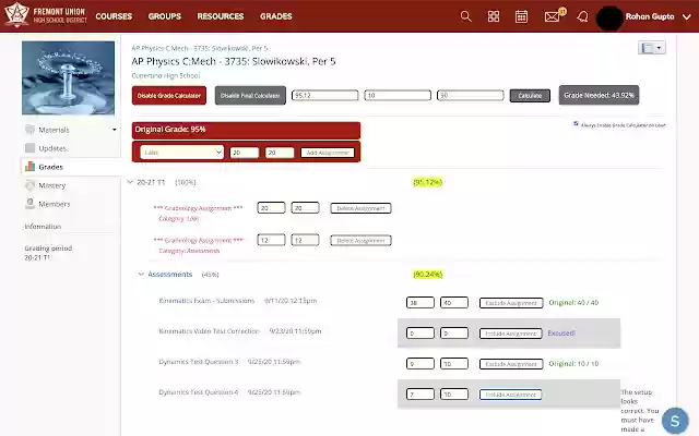 Schoology Gradeology  from Chrome web store to be run with OffiDocs Chromium online