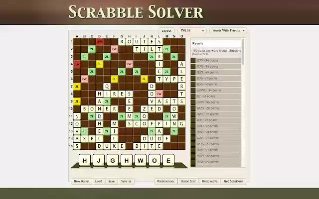 Scrabble Solver  from Chrome web store to be run with OffiDocs Chromium online