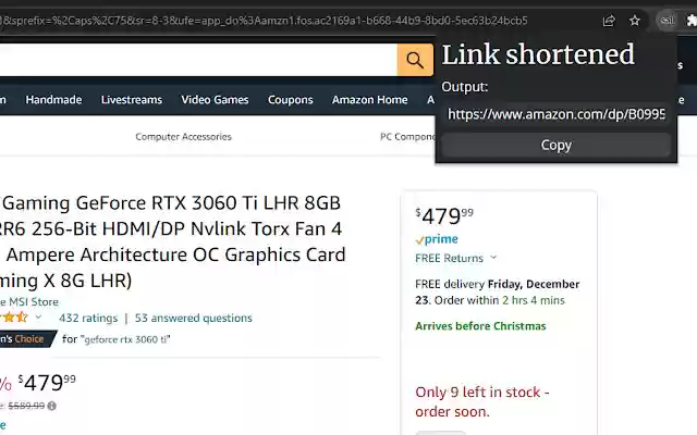 Simplify Amazon Link  from Chrome web store to be run with OffiDocs Chromium online