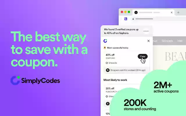 SimplyCodes | Des coupons qui fonctionnent. de la boutique en ligne Chrome à exécuter avec OffiDocs Chromium en ligne