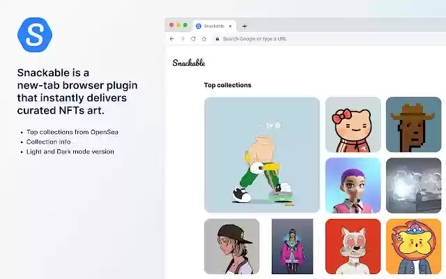 Snackable NFT  from Chrome web store to be run with OffiDocs Chromium online
