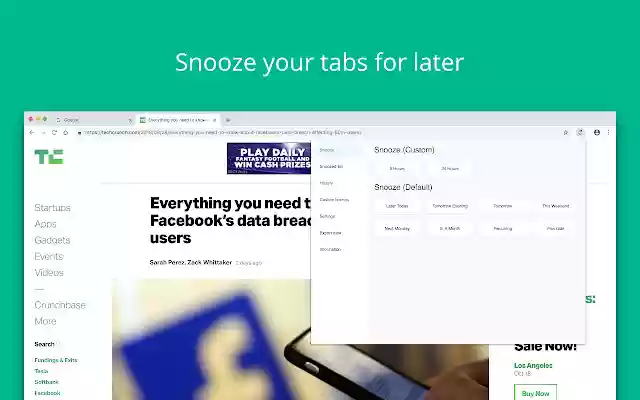 Snooze Tabby  from Chrome web store to be run with OffiDocs Chromium online