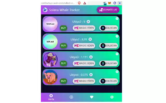 Solana Wallet Tracker NFTs  from Chrome web store to be run with OffiDocs Chromium online