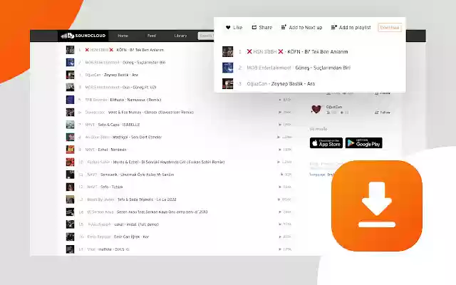 Завантажувач музики SoundCloud із веб-магазину Chrome, який можна запускати з OffiDocs Chromium онлайн