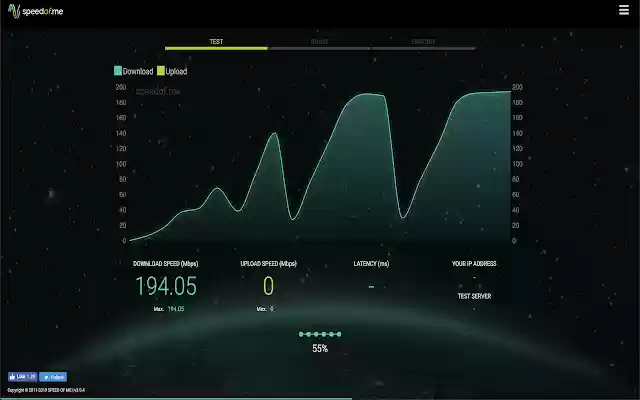 SpeedOf.Me, тест скорости Интернета из интернет-магазина Chrome, который будет запущен с OffiDocs Chromium онлайн