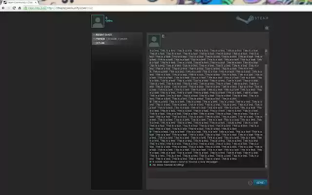 Steam Chat Auto Scroll  from Chrome web store to be run with OffiDocs Chromium online