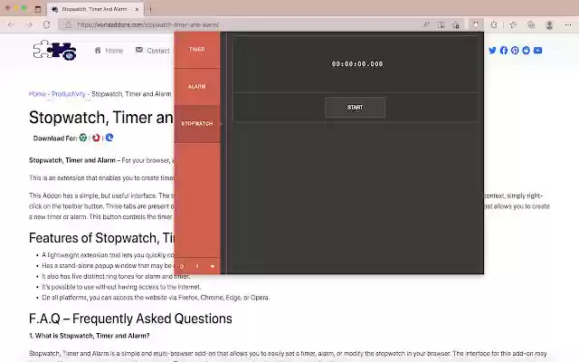 Stopwatch, Timer and Alarm  from Chrome web store to be run with OffiDocs Chromium online