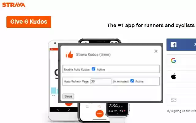 Chrome web mağazasından Strava Kudos (zamanlayıcı), OffiDocs Chromium çevrimiçi ile çalıştırılacak