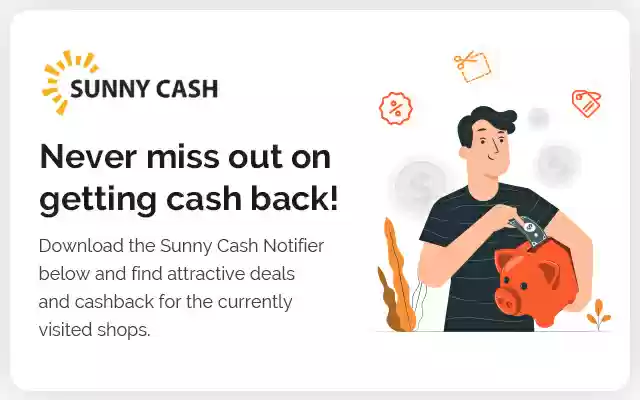 SunnyCash™ Cashback Deal Service from Chrome web store to be run with OffiDocs Chromium online SunnyCash™ Cashback Deal Service from Chrome web store to be run with OffiDocs Chromium online