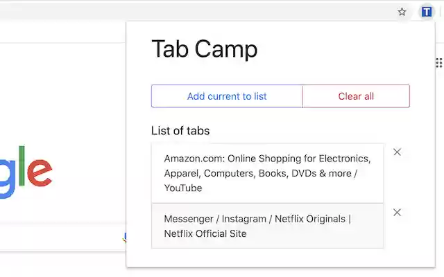 Tab Camp  from Chrome web store to be run with OffiDocs Chromium online