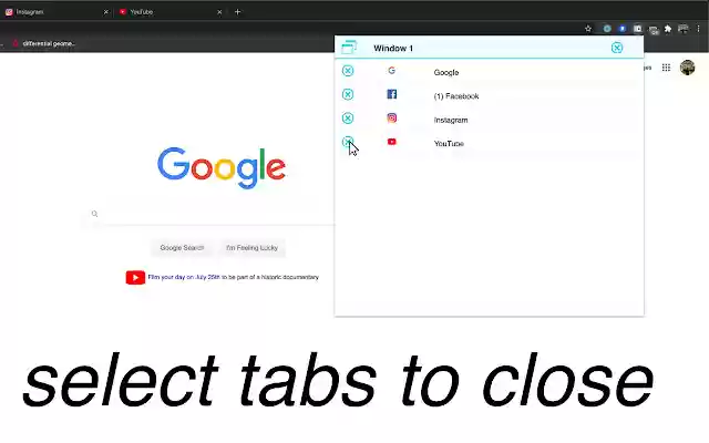 Tab Closer dan Selector dari toko web Chrome untuk dijalankan dengan OffiDocs Chromium online