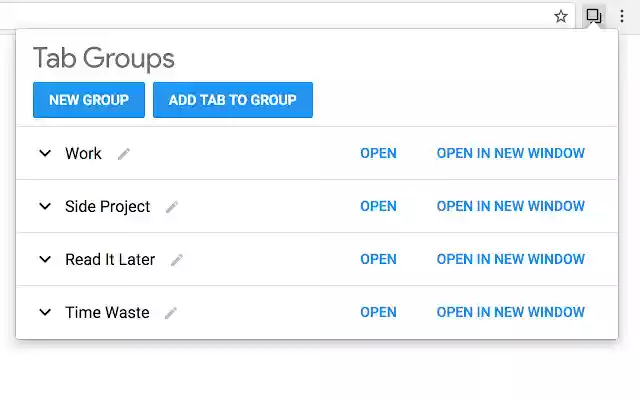 Tab Groups  from Chrome web store to be run with OffiDocs Chromium online